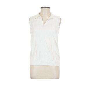 J. Mclaughlin White Point Collar Sleeveless Top. Size L.